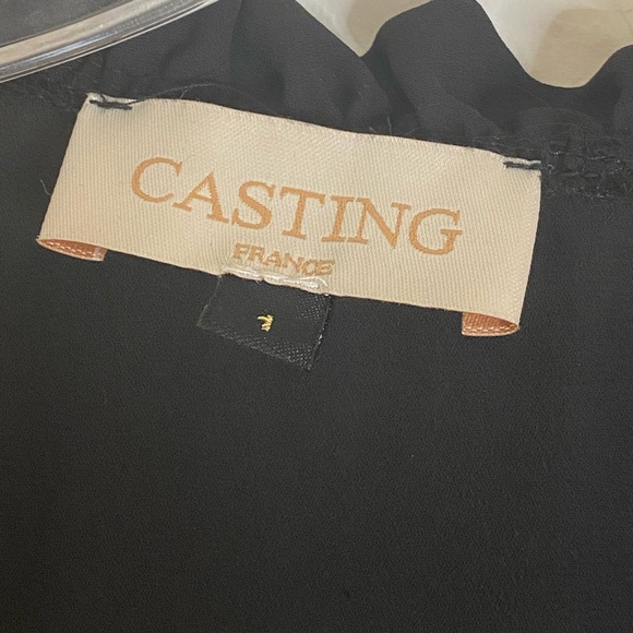 Casting Open Tie Long Sleeve V-Neck Black Dressy Blouse Size Small - Picture 5 of 5